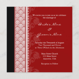 Invitaciones a la boda de Damasco en rojo y negro