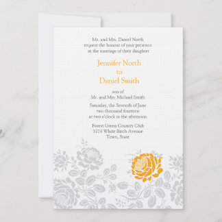 Invitaciones a la boda de Damasco Gris y naranja