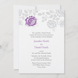 Invitaciones a la boda de Damasco Lavanda y Gris