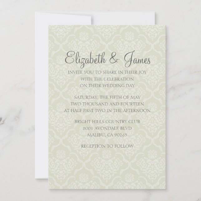Invitaciones a la boda de Damasco Moderno personal (Anverso)