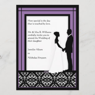 Invitaciones a la boda de Damasco Negro, Blanco y