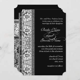 Invitaciones a la boda de Damasco negro de Deco