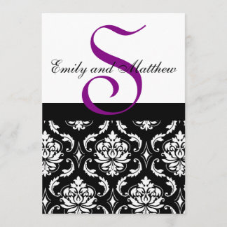 Invitaciones a la boda de Damasco Negro Monogramas