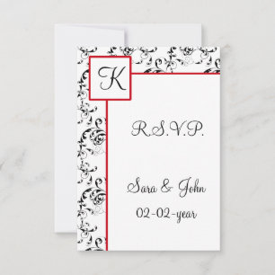 Invitaciones a la boda de Damasco Negro Rojo