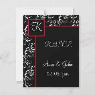 Invitaciones a la boda de Damasco Negro Rojo