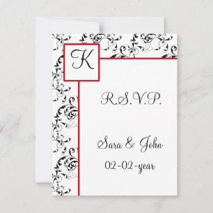 Invitaciones a la boda de Damasco Negro Rojo