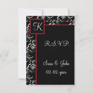 Invitaciones a la boda de Damasco Negro Rojo