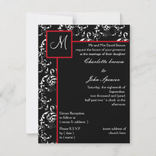 Invitaciones a la boda de Damasco Negro Rojo