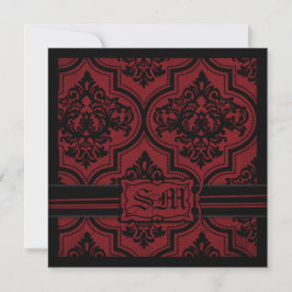 Invitaciones a la boda de Damasco negro rojo y gót