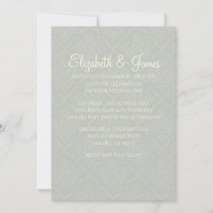 Invitaciones a la boda de Damasco plateado Persona