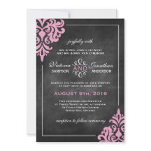 Invitaciones a la boda de damasco rosado y de tabl