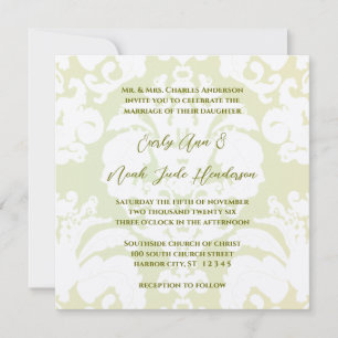 Invitaciones a la boda de Damasco Verde