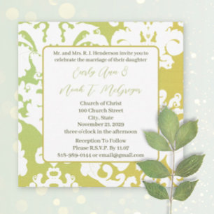 Invitaciones a la boda de Damasco Verde