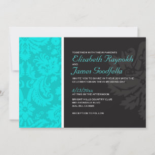 Invitaciones a la boda de Damasco Verde azulado