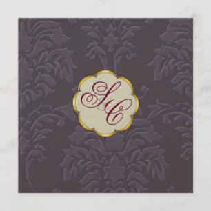 Invitaciones a la boda de Damask, berenjena