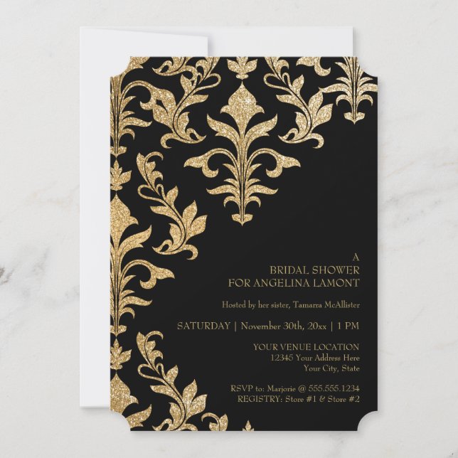 Invitaciones a la boda de Damask con compensación  (Anverso)