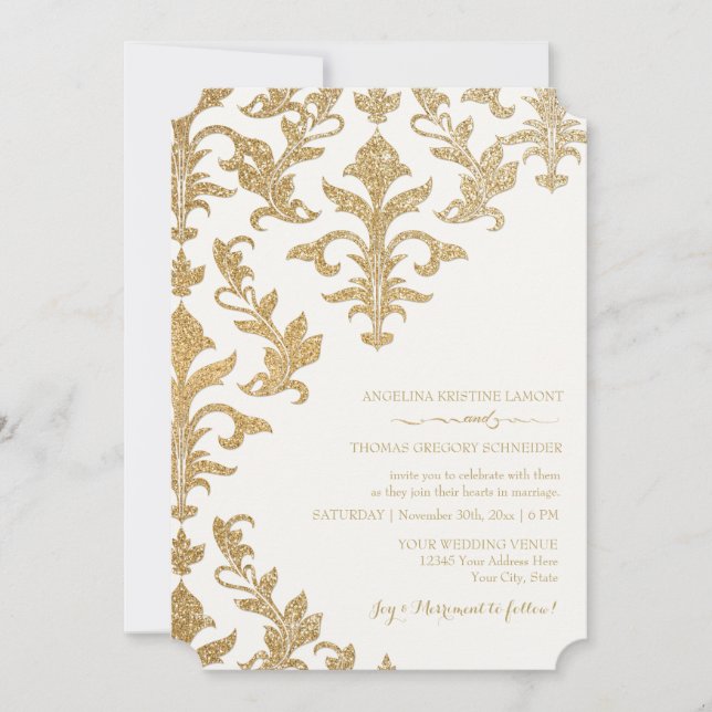 Invitaciones a la boda de Damask con compensación  (Anverso)