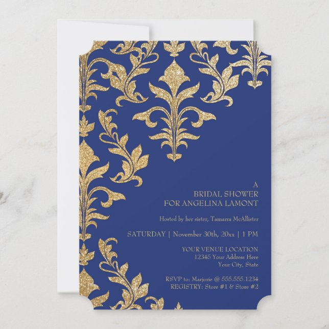 Invitaciones a la boda de Damask con compensación  (Anverso)