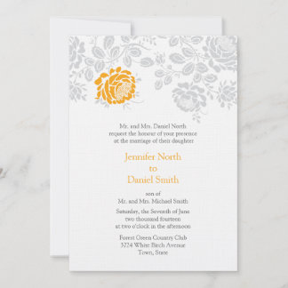 Invitaciones a la boda de Damask Naranja y Gris