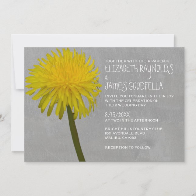 Invitaciones a la boda de Dandelion (Anverso)