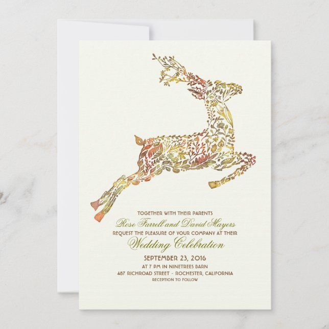 Invitaciones a la boda de Deer Fall Woodland (Anverso)