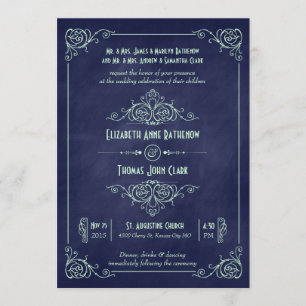 Invitaciones a la boda de descascaramiento de Navy