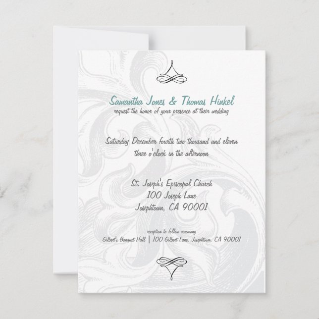 Invitaciones a la boda de desplazamiento elegante (Anverso)