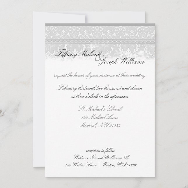 Invitaciones a la boda de elegancia gris (Anverso)