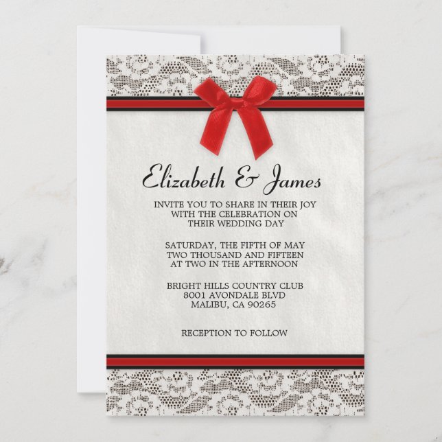 Invitaciones a la boda de encaje en el país negro  (Anverso)