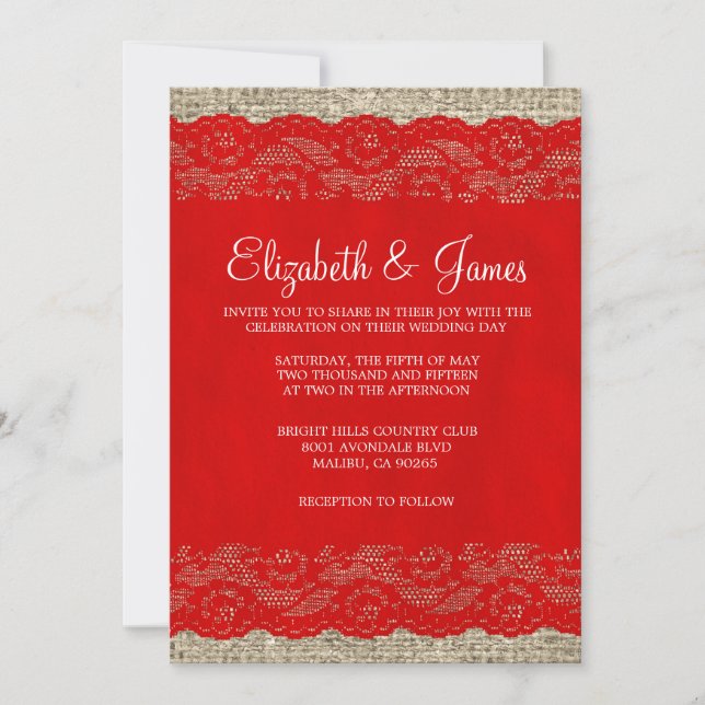 Invitaciones a la boda de encaje ruso (Anverso)
