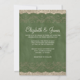 Invitaciones a la boda de encaje ruso verde