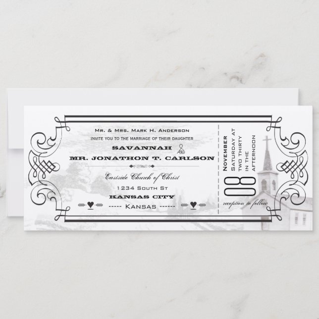 Invitaciones a la boda de entradas de marfil y cap