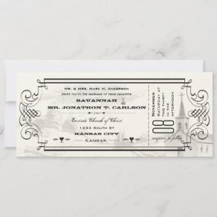 Invitaciones a la boda de entradas de marfil y cap