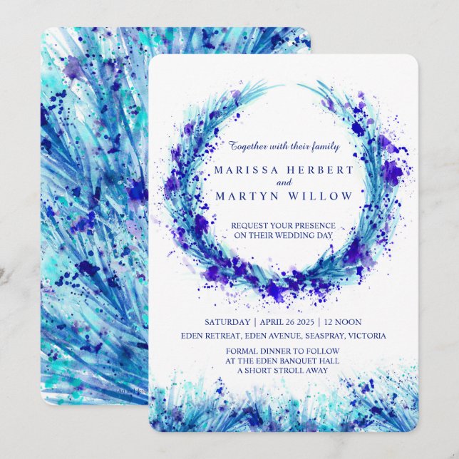 Invitaciones a la boda de esplendidas de arte de c (Anverso / Reverso)