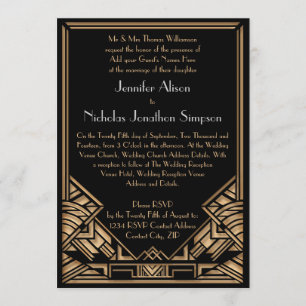 Invitaciones a la boda de estilo Gatsby de Art Dec
