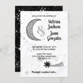 Invitaciones a la boda de estrellas celestes y lun