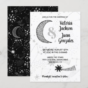 Invitaciones a la boda de estrellas celestes y lun