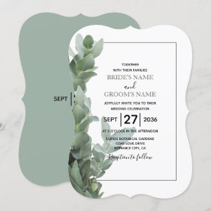 Invitaciones a la boda de eucalipto en dólares pla