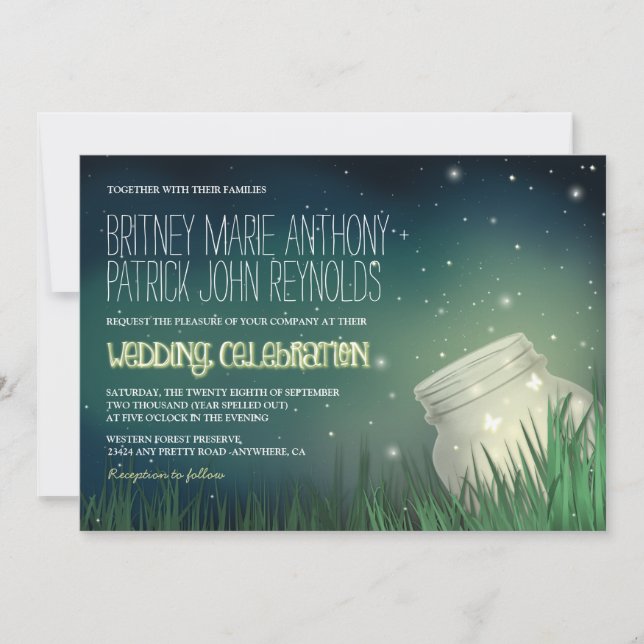 Invitaciones a la boda de Firefly Mason Jar (Anverso)