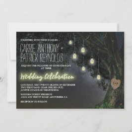 Invitaciones a la boda de Firefly Mason Jar Oak Tr