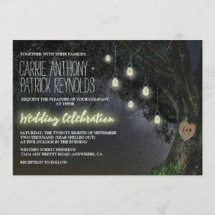 Invitaciones a la boda de Firefly Mason Jar Oak Tr