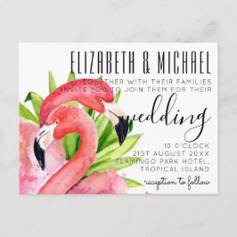 Invitaciones a la boda de flamencos tropicales pre