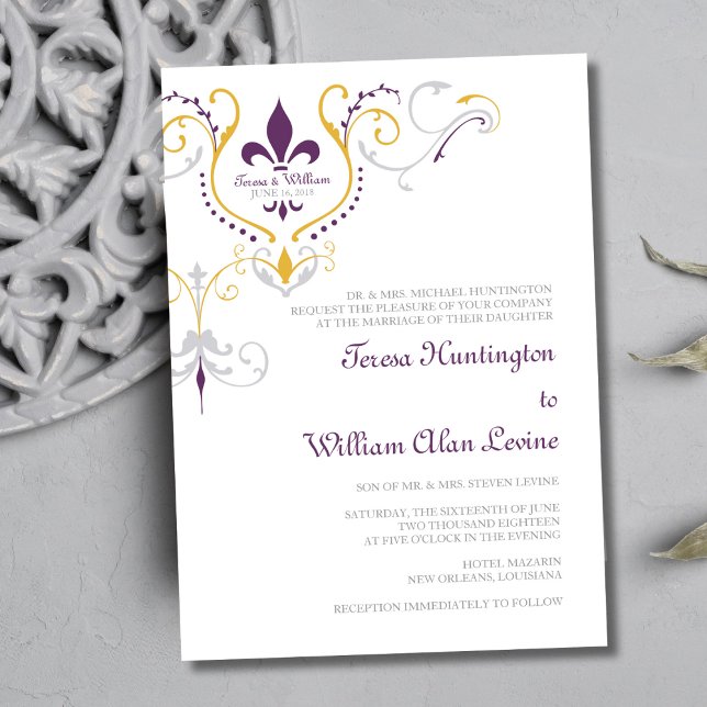 Invitaciones a la boda de Fleur de Lis 5x7 (Subido por el creador)