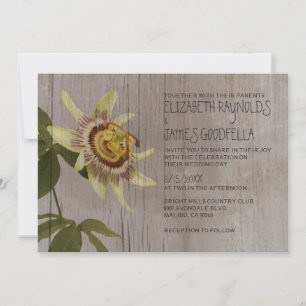 Invitaciones a la boda de flor de pasión rústica