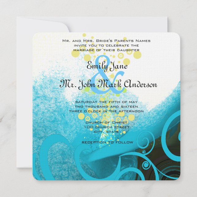 Invitaciones a la boda de flores Aqua Blue Calla L (Anverso)