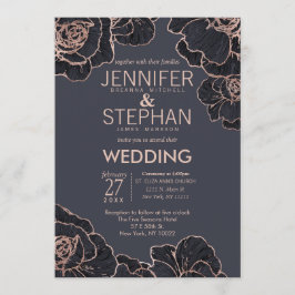 Invitaciones a la boda de flores azules de la Mari