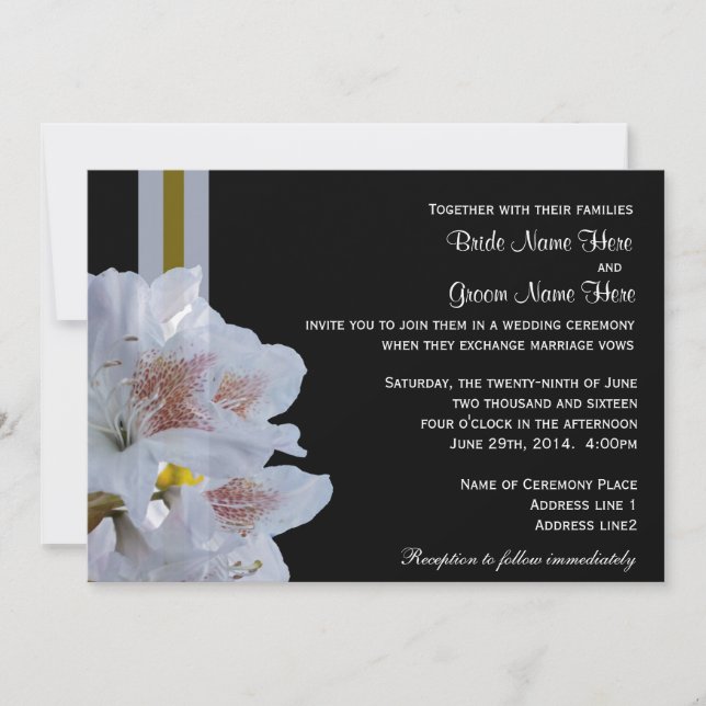 invitaciones a la boda de flores de azalea blanca  (Anverso)