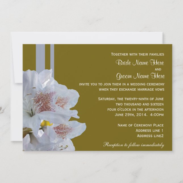 invitaciones a la boda de flores de azalea blanca  (Anverso)