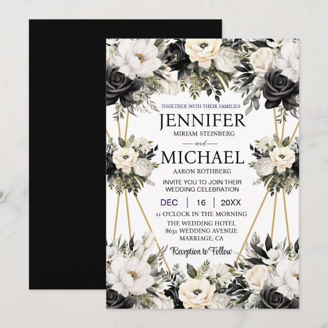 Invitaciones a la boda de Flores Florales en Blanc (Anverso / Reverso)