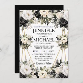 Invitaciones a la boda de Flores Florales en Blanc